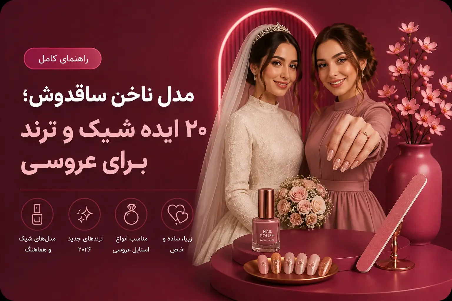 مدل ناخن ساقدوش؛ ۲۰ ایده شیک و ترند برای عروسی