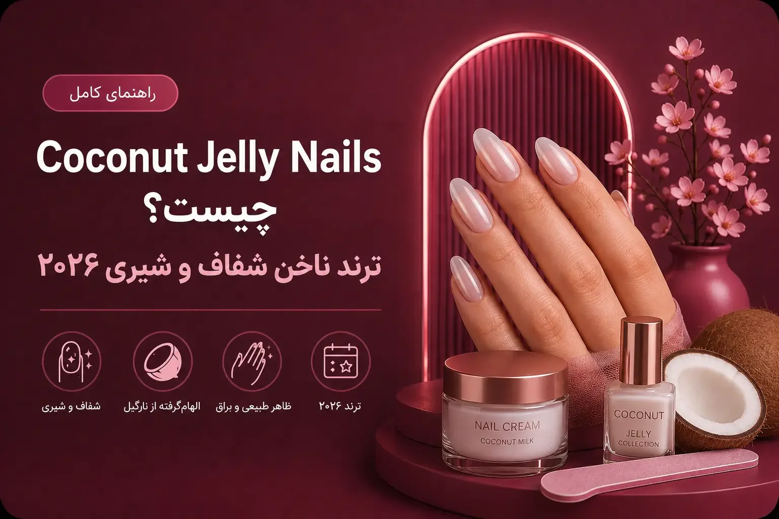 Coconut Jelly Nails چیست؟ ترند ناخن شفاف و شیری ۲۰۲۶
