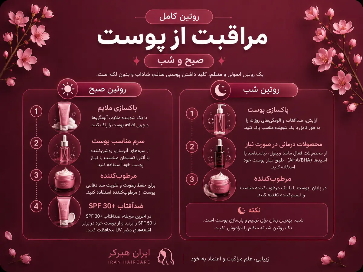 ترکیبات مؤثر در مراقبت از پوست مانند هیالورونیک اسید، نیاسینامید، ویتامین C، سرامید و رتینول