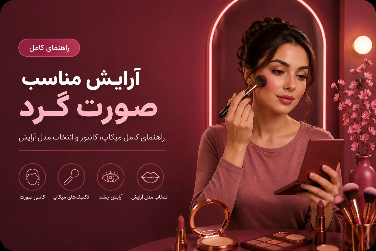 آرایش مناسب صورت گرد؛ راهنمای کامل میکاپ، کانتور و انتخاب مدل آرایش