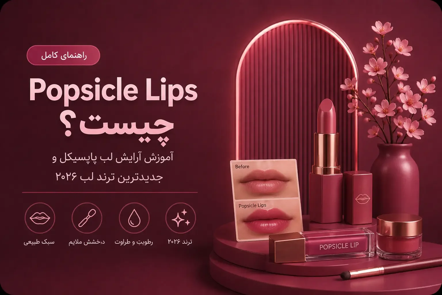 Popsicle Lips چیست؟؛ آموزش آرایش لب پاپسیکل و جدیدترین ترند لب ۲۰۲۶